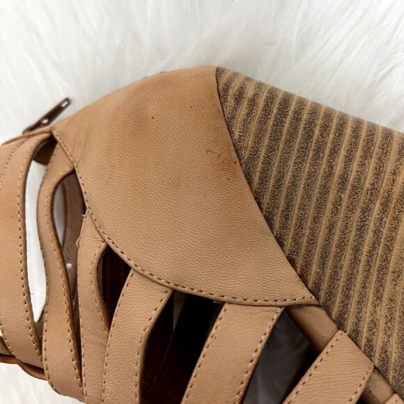 Jeffrey Campbell Womens 5 Vector Tan Camel Leather Wedge Gladiator Cage Booties - Picture 7 of 11